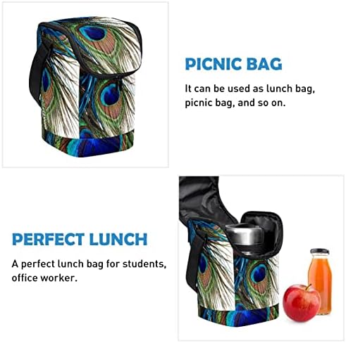 Kutija za ručak za žene, kutija za ručak za muškarce, mala torba za ručak, uzorak paunovog perja