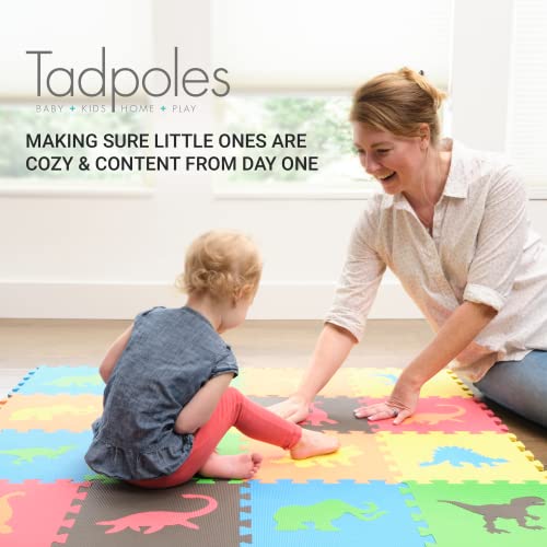 Tadpoles dinosaur pjena PlayMats za djecu | 16 isprepletenih pjenastih prostirki s 16 graničnih komada | Vodootporan, izdržljiv i dugotrajan