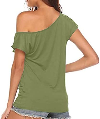Ženski ljeto s vrhova ramena Čvrsta boja majice kratkih rukava Modne dame bluze casual majice