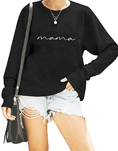 Ženska majica s okruglim vratom s tiskanim slovima s dugim rukavima, široki modni pulover, gornji dio