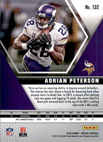 2020. Panini mozaik 132 Adrian Peterson Minnesota Vikings Football Card