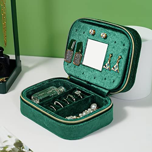 Procese Plush Velvet Boxy Boxe, kompaktni organizator nakita za putopis Mali nakit za žene, prijenosni nakit s patentnim zatvaračem