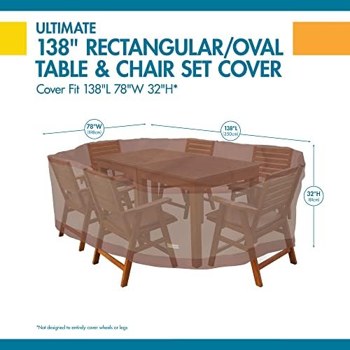 Patka pokriva Ultimate vodootporni pravokutni/ovalni stol za popločani dio dvorišta s poklopcem stolica, 138 inča